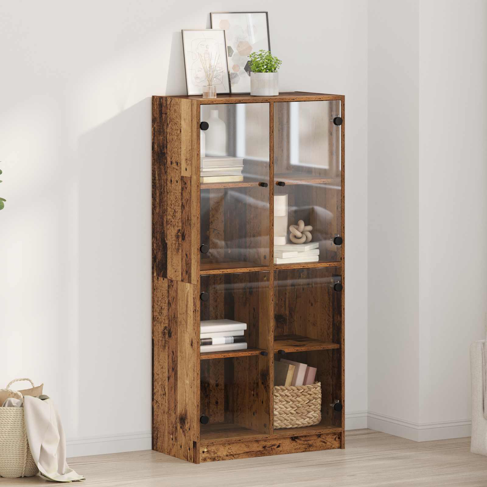 Bücherschrank mit Türen Weiß 136x37x142 cm Holzwerkstoff