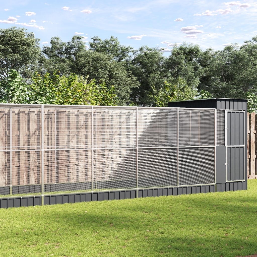 Voliere mit Erweiterung Silber 416 x 203 x 216 cm Stahl