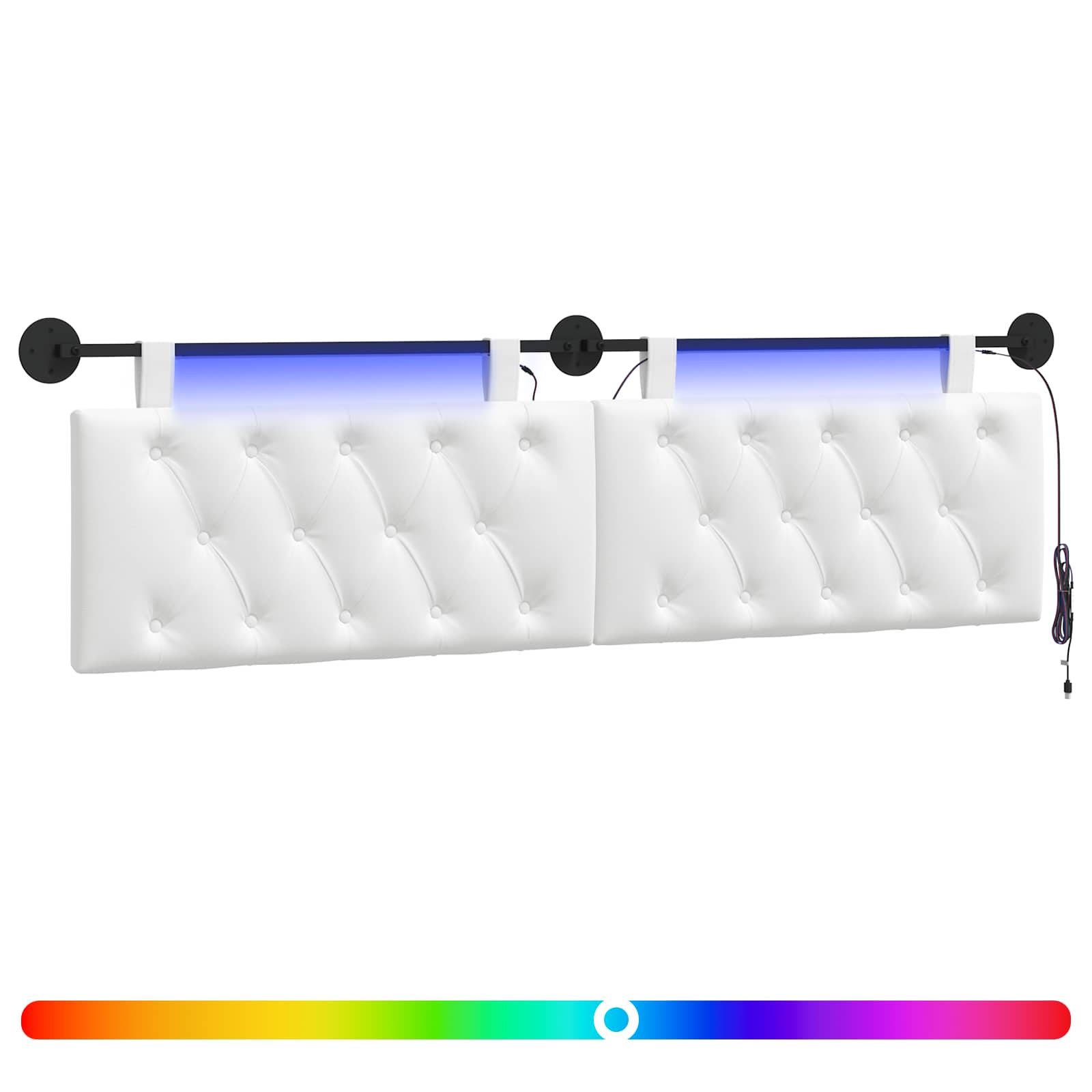 Hängendes Kopfteil Mit LED Licht Wolkengrau Stoff