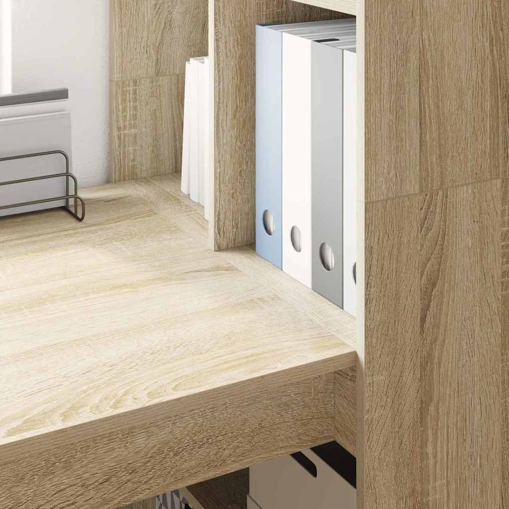 Schreibtisch mit Regal Schwarz Eichen-Optik 122 x 67 x 145 cm