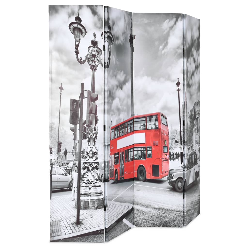Raumteiler klappbar 120 x 170 cm London Bus Schwarz-Weiß