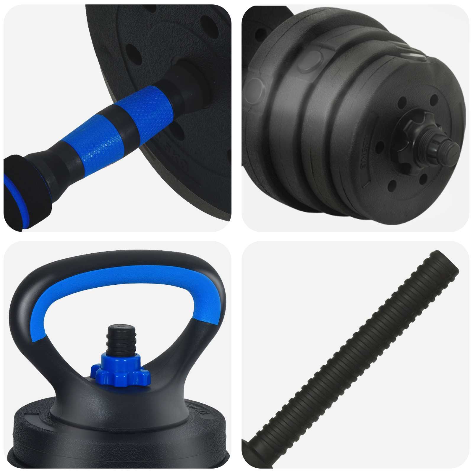 2-in-1 Hantelset 40kg Schwarz und Rot Zement und Eisensand