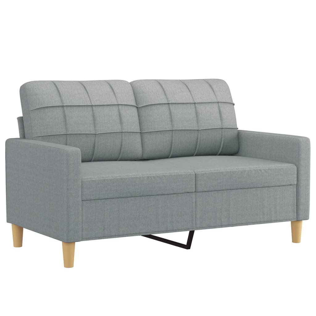 3-tlg. Sofagarnitur mit Kissen Braun Stoff