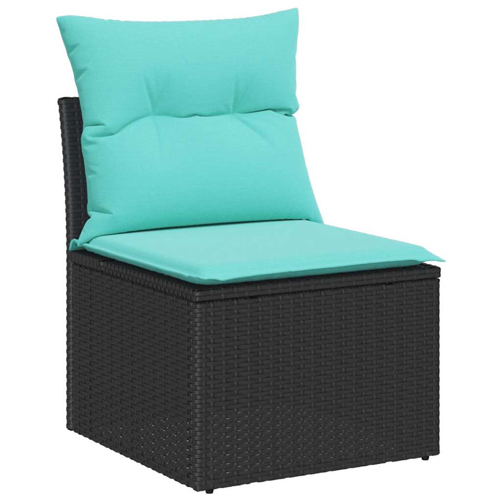 Garten Essgruppe mit Kissen 11 pcs Schwarz und Teal