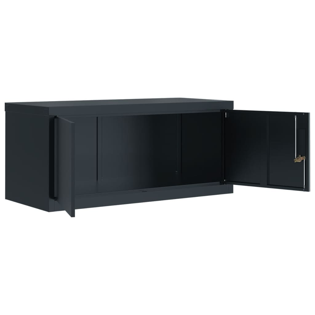 Aktenschrank mit 2 Türen Grau 90 cm Stahl