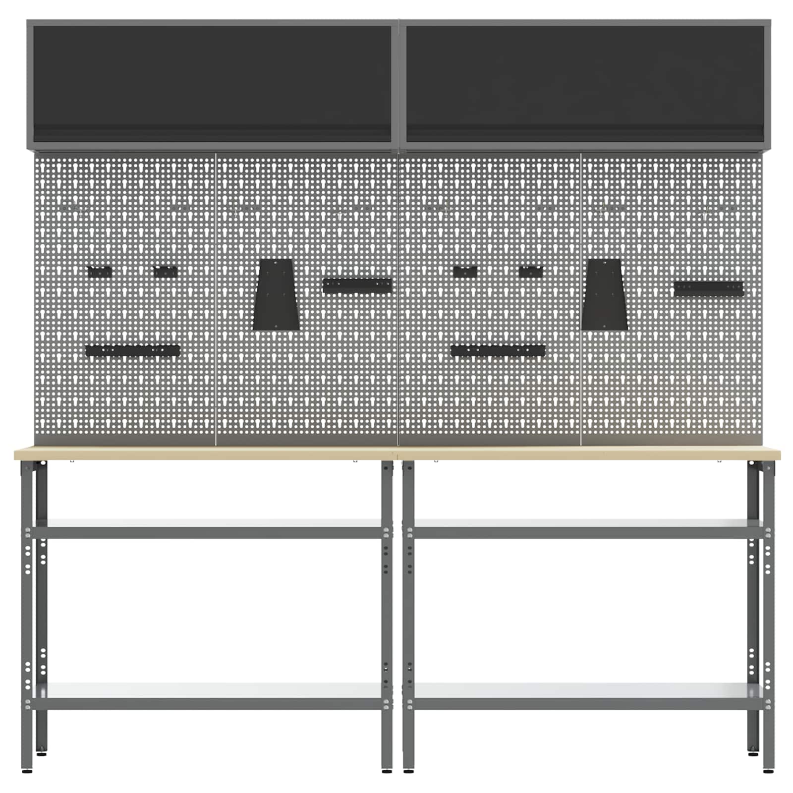 Werkbank-Set mit Schubladen 2 pcs Rot und Grau 200 x 55 x 85 cm
