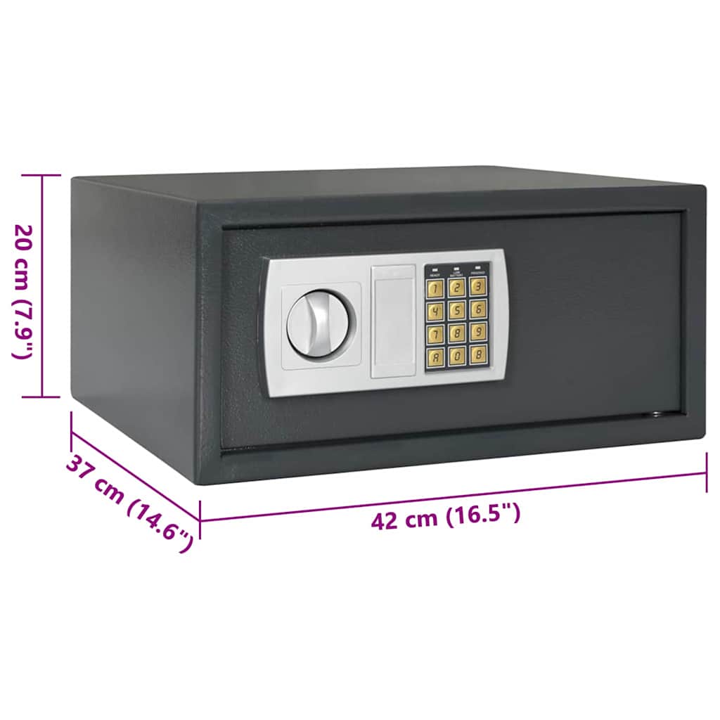 Digitaler Safe mit Schloss Dunkelgrau 23 x 17 x 17 cm Stahl