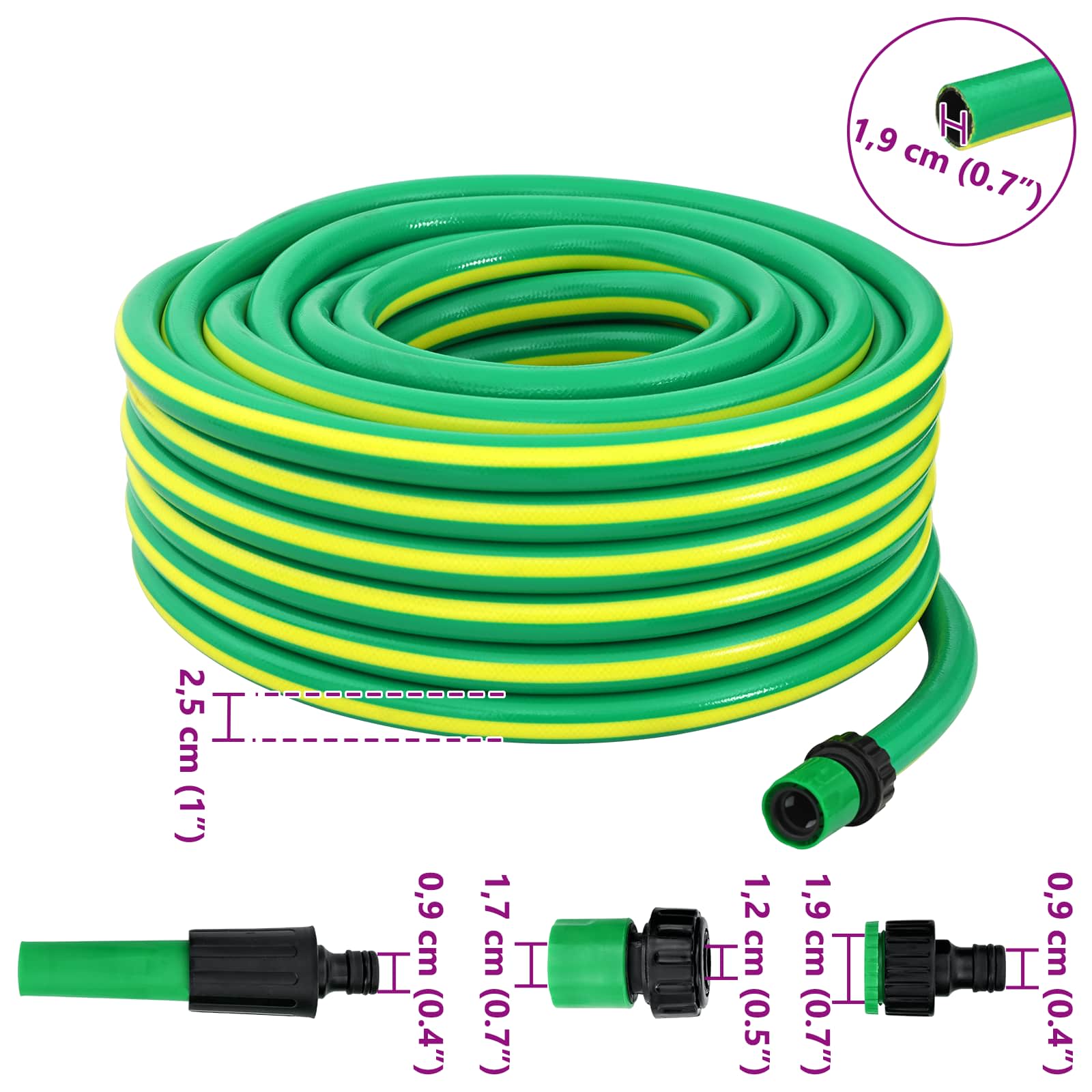 Gartenschlauch 5-lagig Grün und Gelb 1 / 2'' 10 m PVC