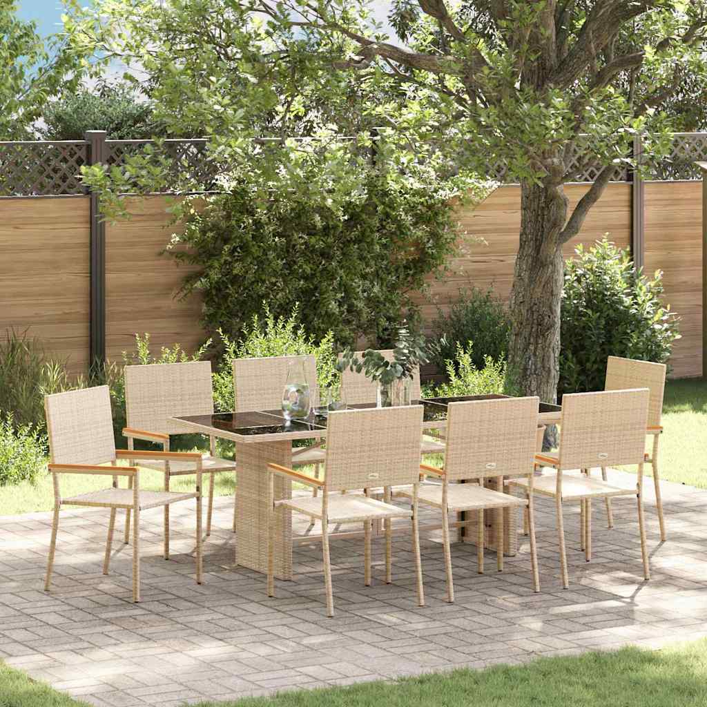 Garten Essgruppe 7 pcs Schwarz Poly-Rattan