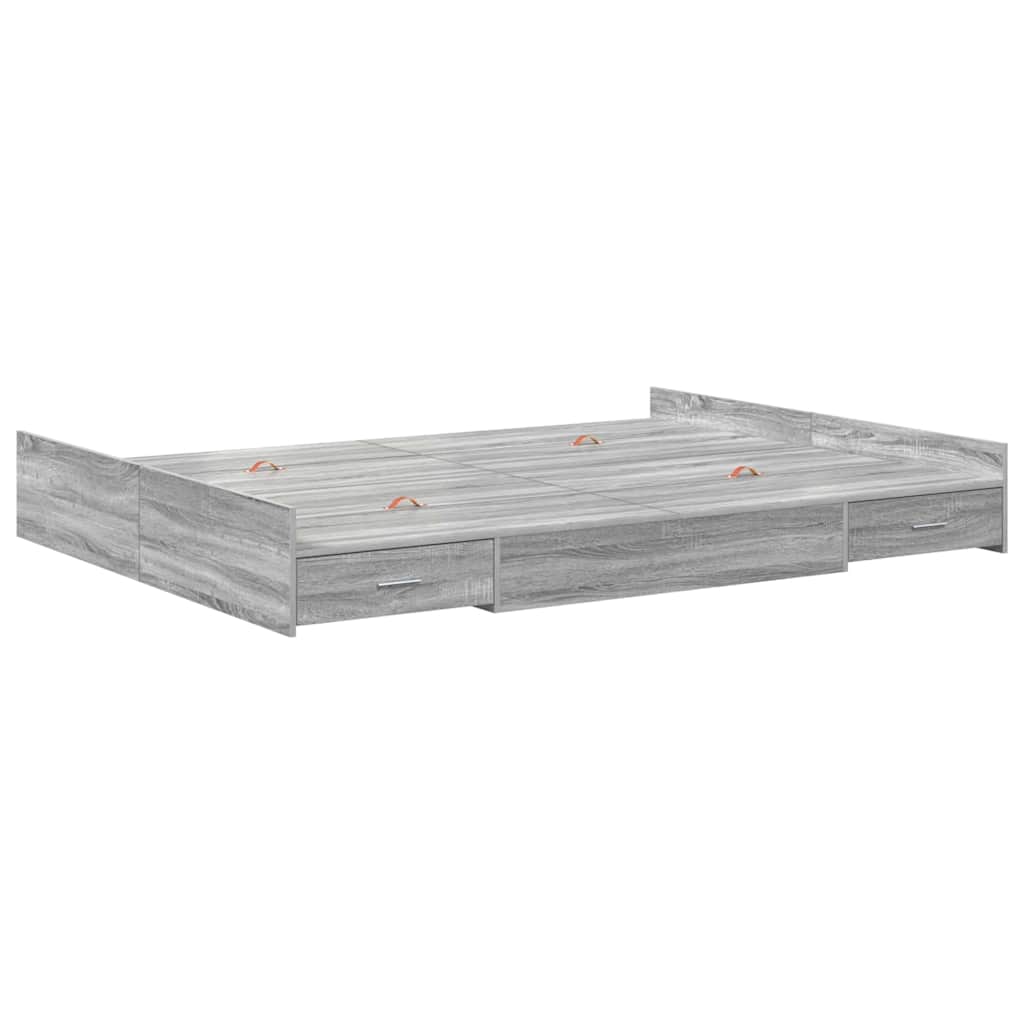 Aufbewahrungsbettgestell Weiß 200 x 200 cm Holzwerkstoff