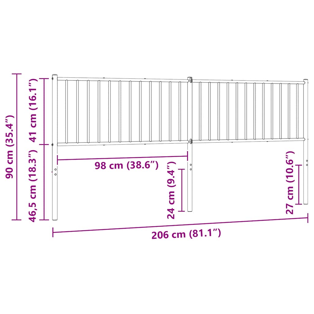 Ersatz-Kopfteil Metall Schwarz 75 cm