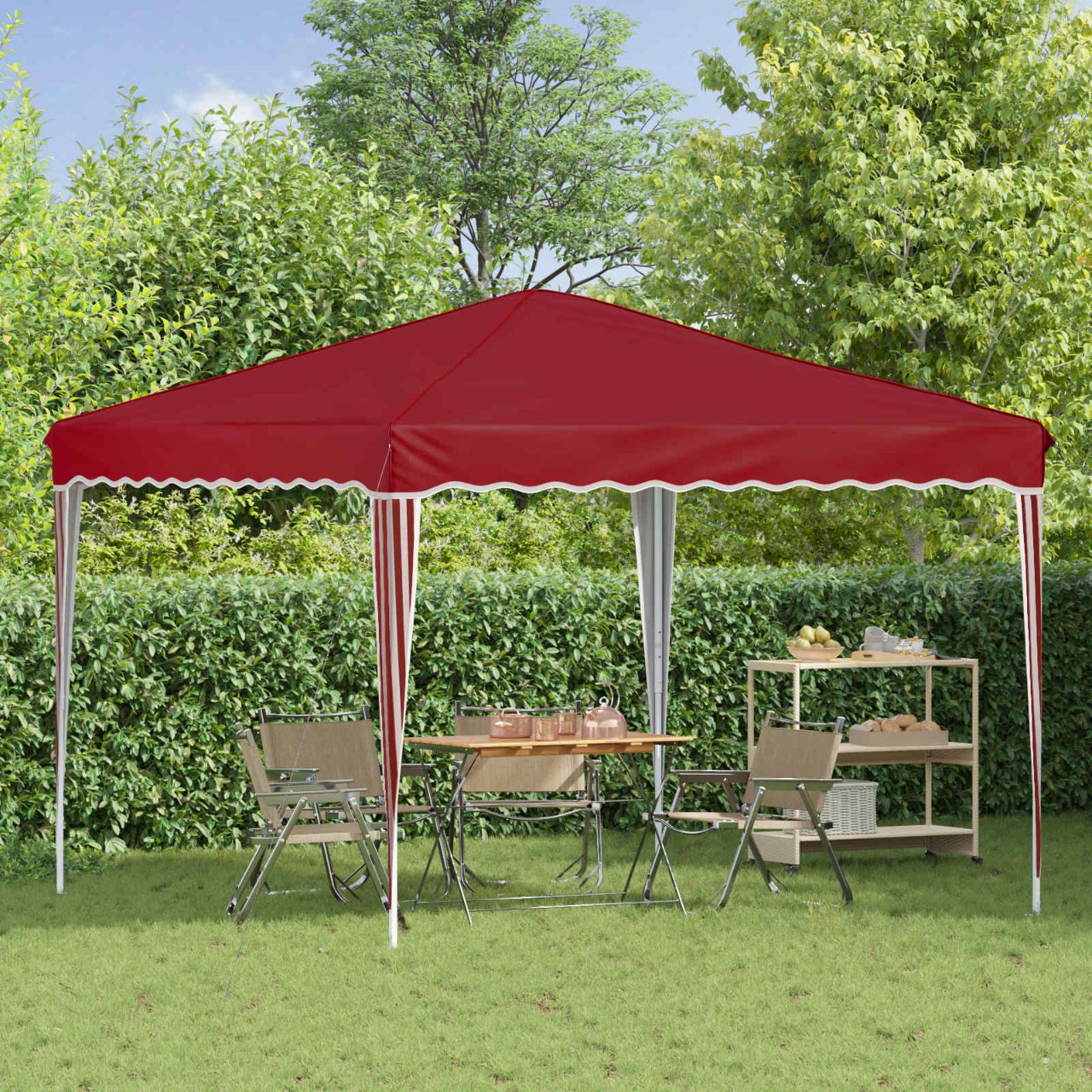 Pop-up Partyzelt 288 x 288 x 245 cm Creme Oxford-Stoff