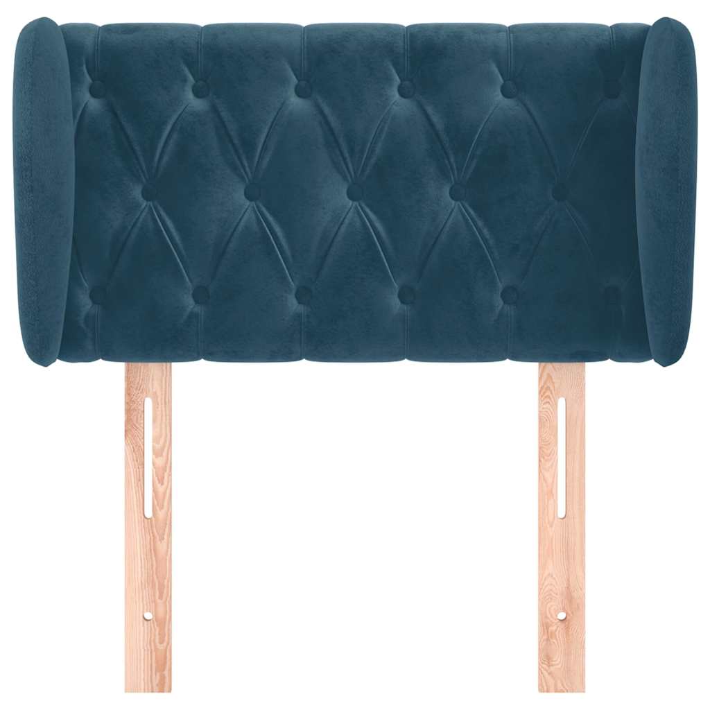 Kopfteil mit Ohren Dunkelblau 93x23x78/88 cm Samt
