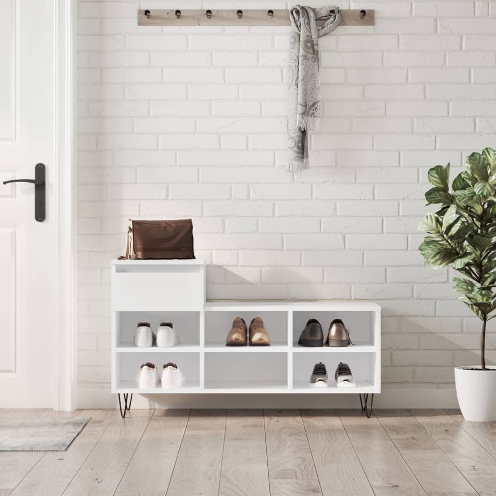 Schuhregal Weiß 102x36x60 cm Holzwerkstoff