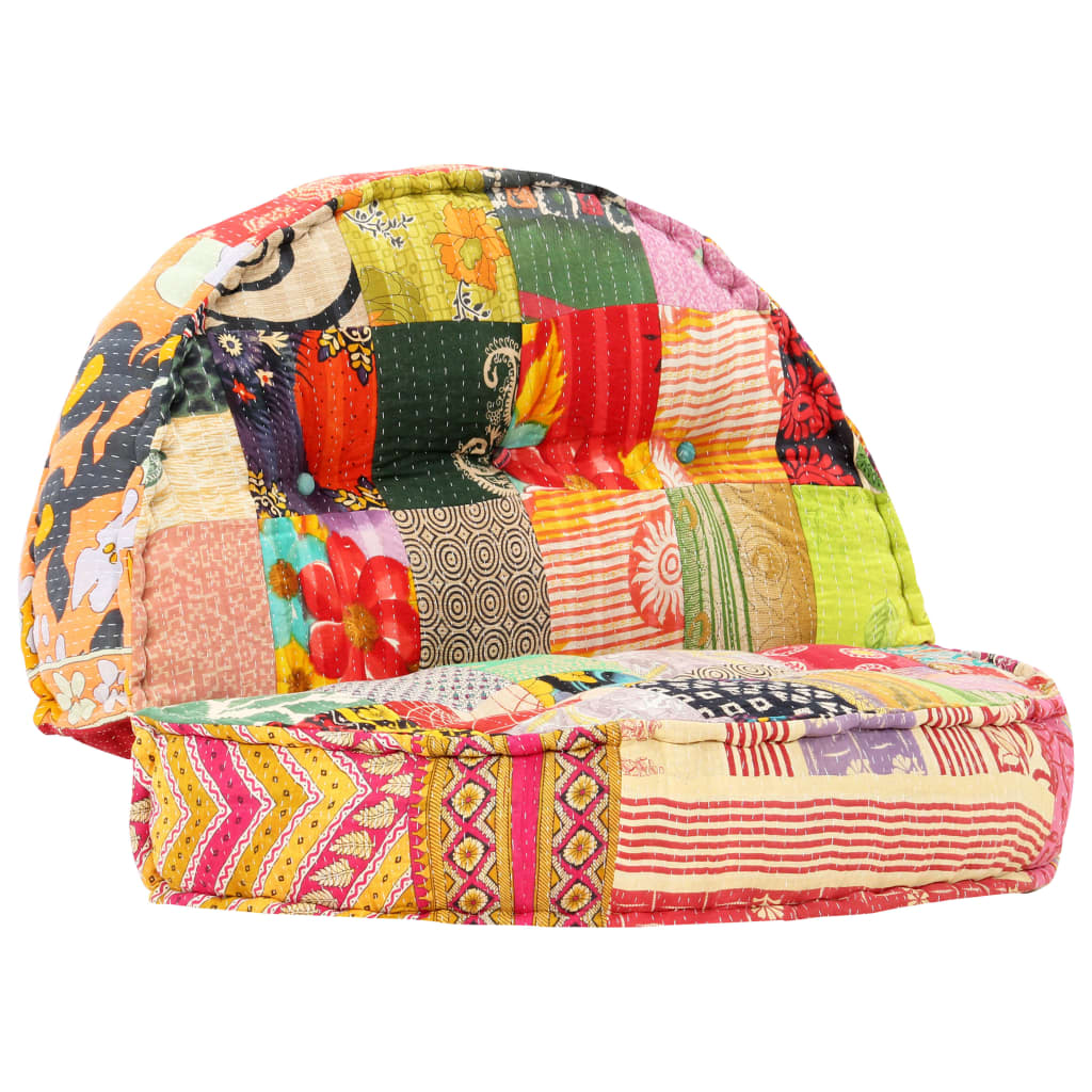 2-Sitzer Modularer Pouf Patchwork Stoff