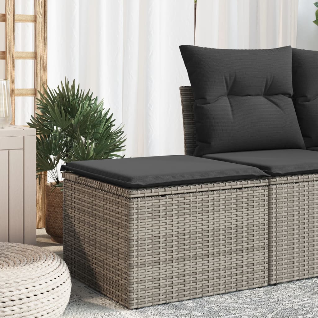 Gartenhocker mit Kissen Schwarz 55x55x37 cm Poly Rattan