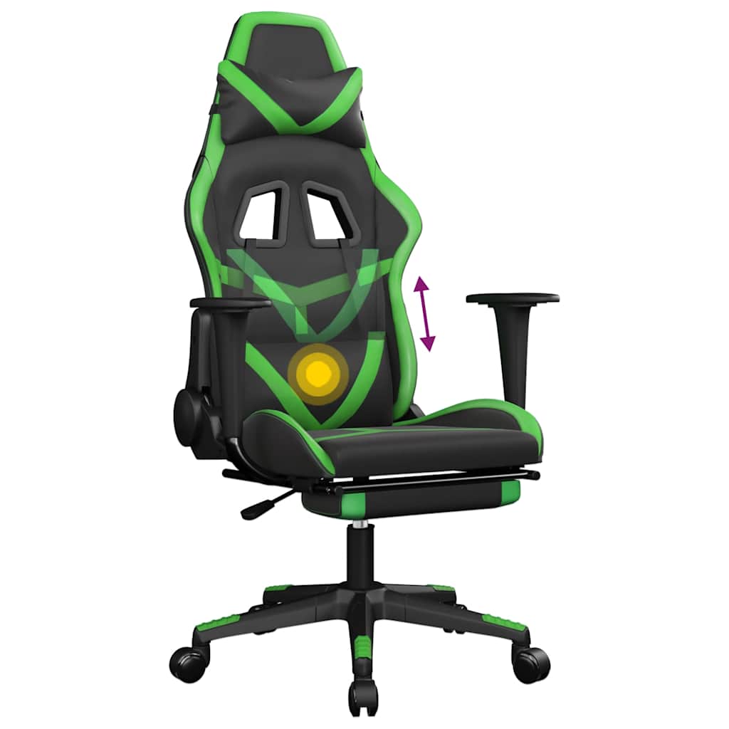 Gaming-Stuhl mit Massagefunktion Schwarz und Grün Kunstleder