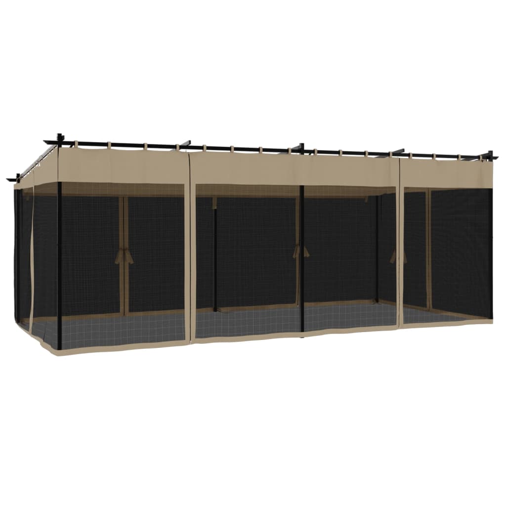 Pavillon mit Netzwände Creme 3x3 m Stahl