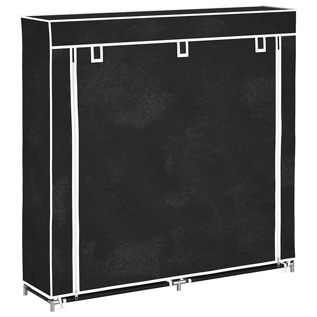 Stoff Schuhschrank mit Abdeckung 115 x 28 x 110 cm Schwarz
