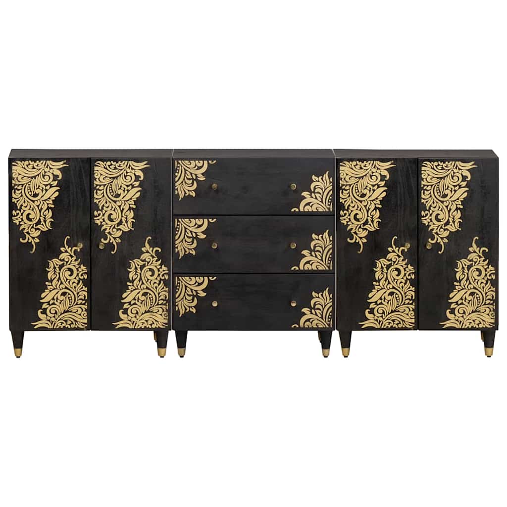 Badezimmerschrank-Set 3 pcs Grau und Gold 180 x 33 x 75 cm