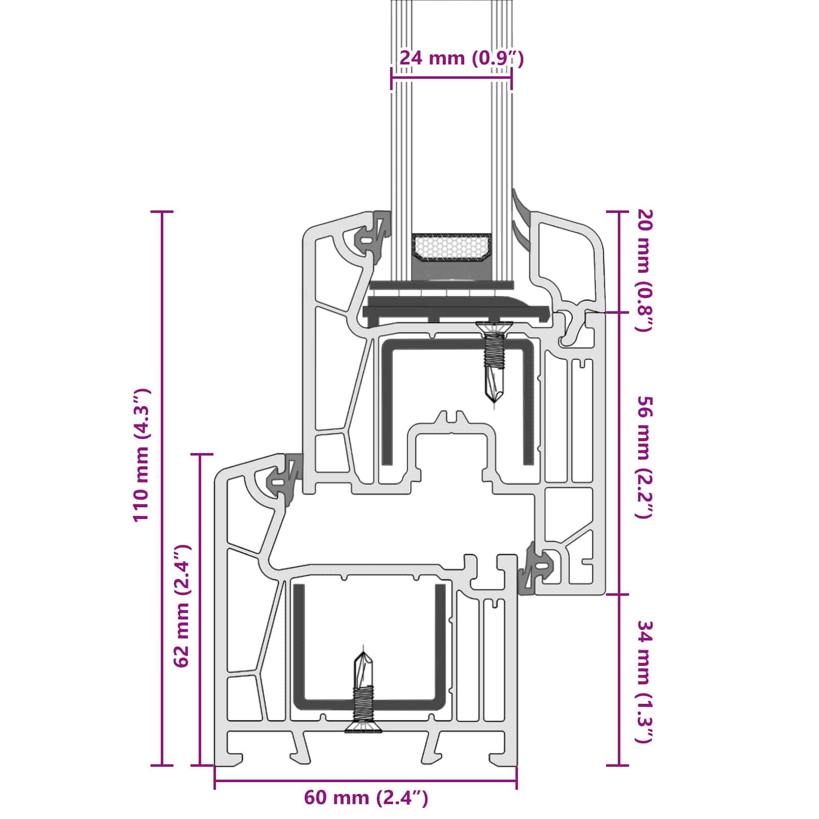 Kellerfenster RISOR 50 x 50 cm PVC und Glas Weiß