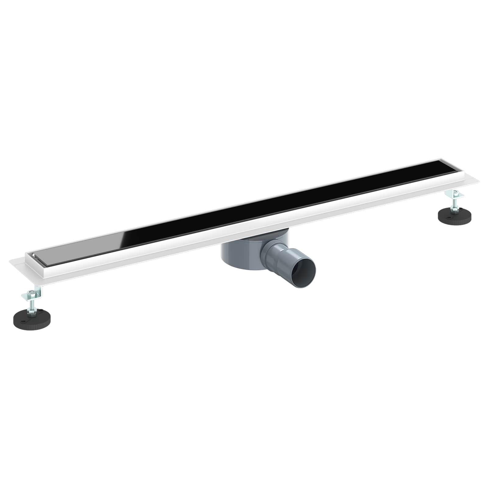Duschabfluss mit Glashülle und 360° Siphon Schwarz 50 cm