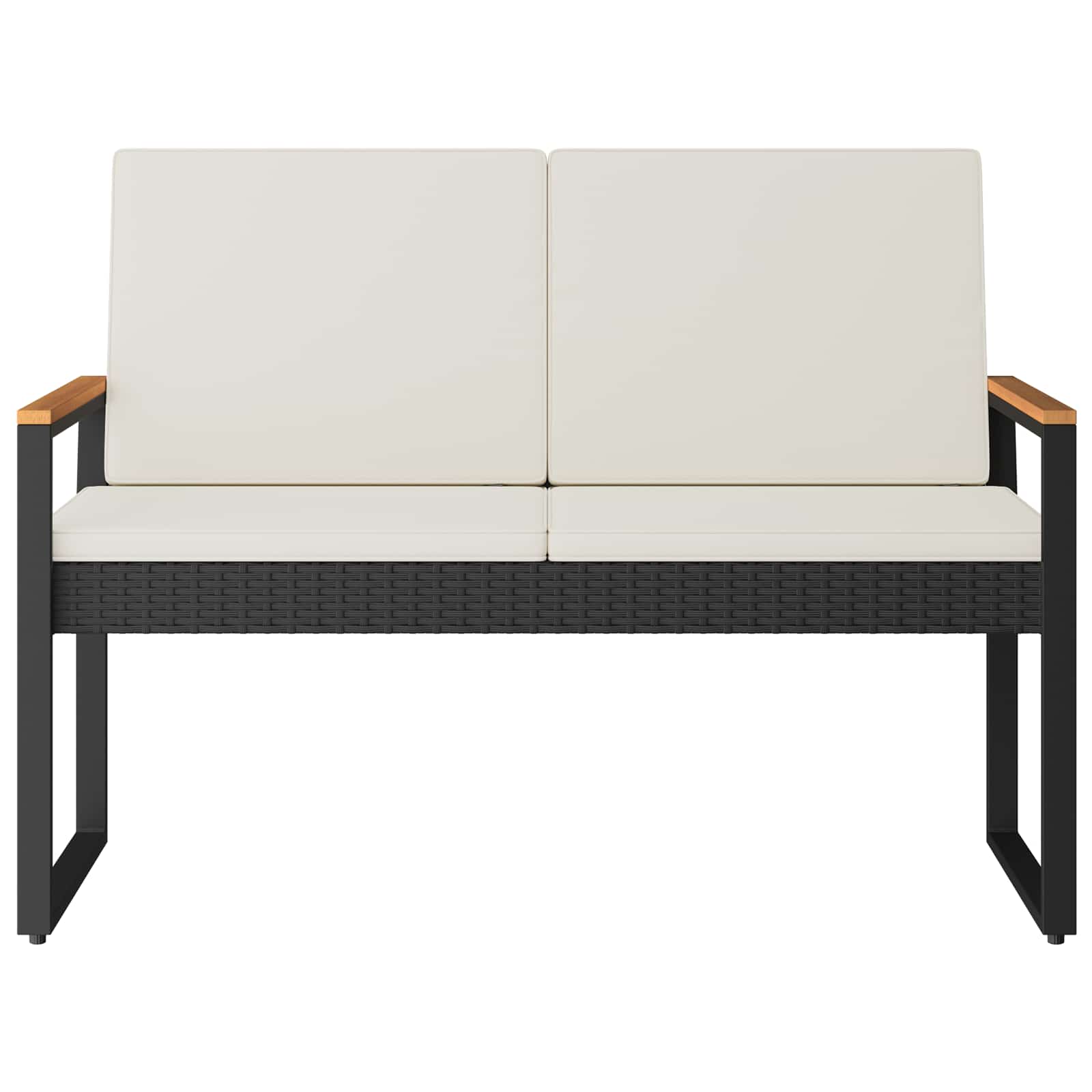 Bank Outdoor mit Kissen Schwarz 107 x 61 x 80 cm Poly-Rattan