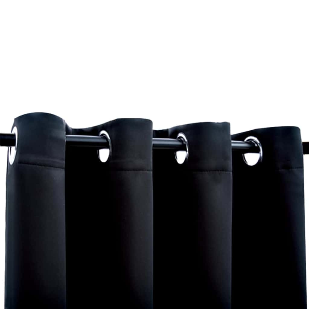 Verdunkelungsvorhänge mit Ringen 2 Stk. Schwarz 97x213 cm Stoff