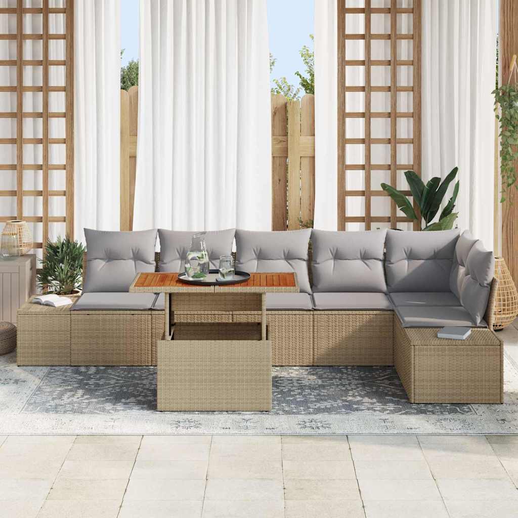 Garten Essgruppe mit Kissen 7 pcs Schwarz und Creme