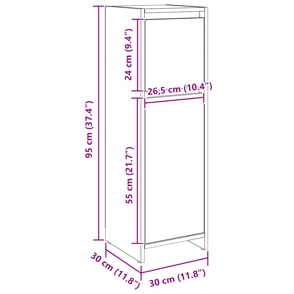 Badezimmerschrank Weiß 30x30x95 cm Holzwerkstoff