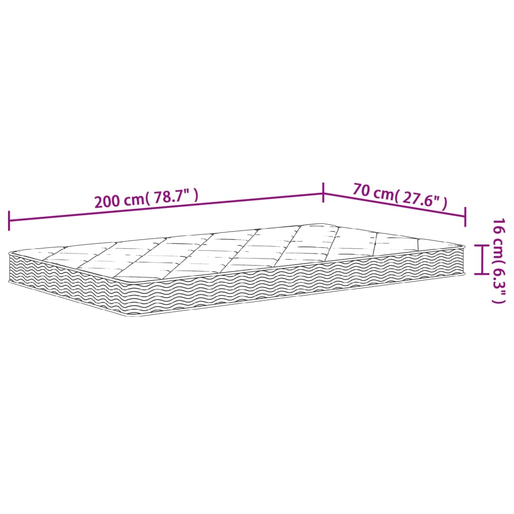 Schaumstoffmatratze für Kind Mittelweich 80 x 160 cm 16 cm Weiß