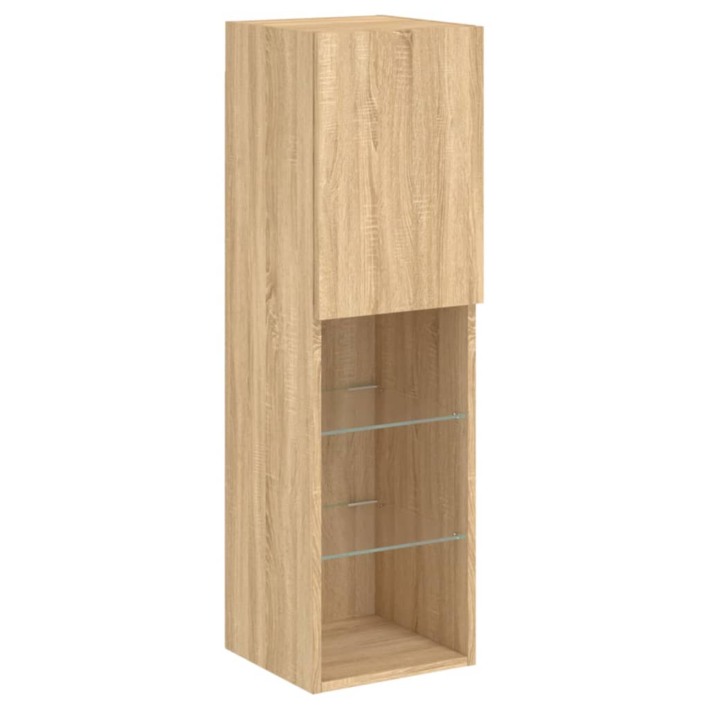 5-tlg. Wohnwand mit LED-Beleuchtung Weiß Holzwerkstoff