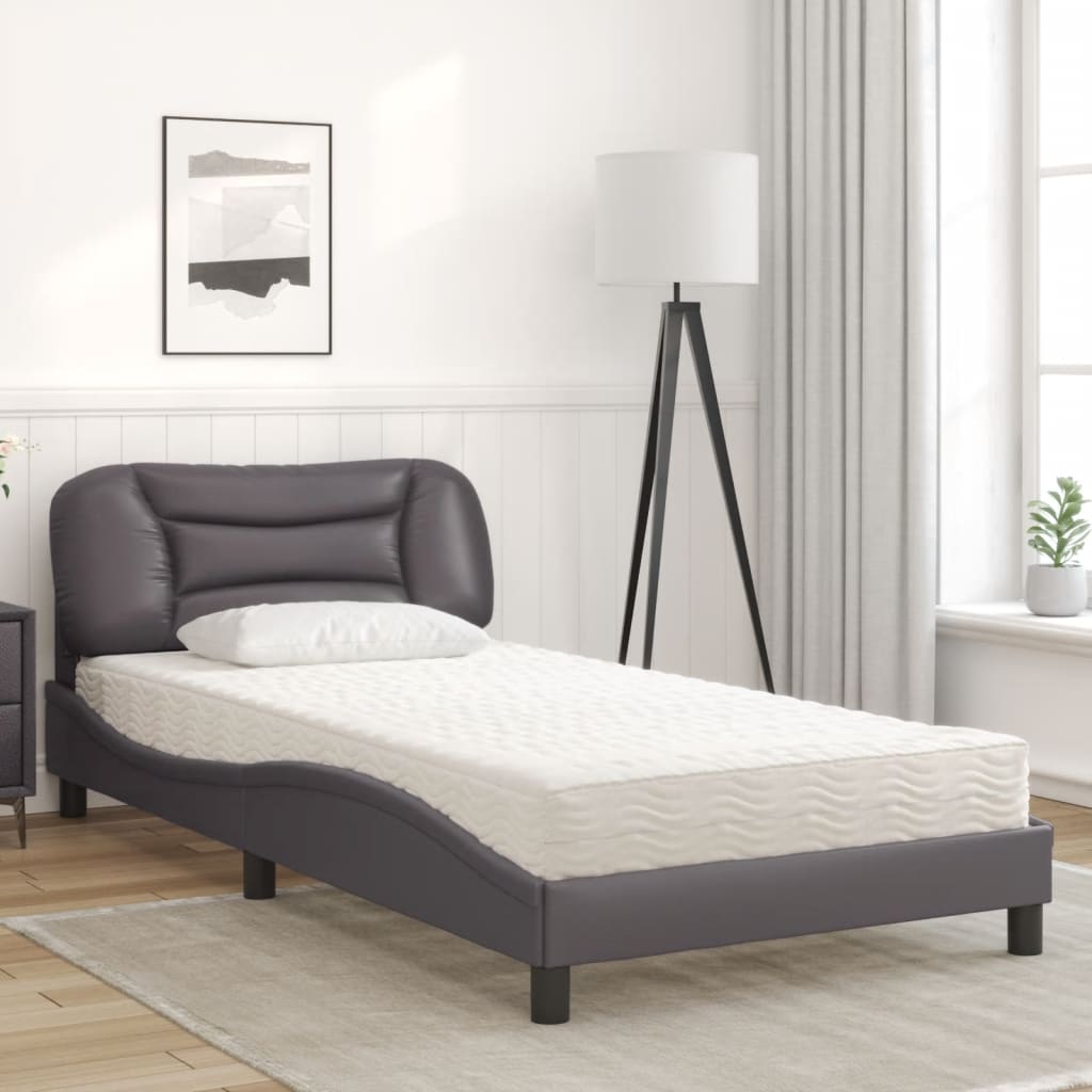 Bett mit Matratze "Hvar" Schwarz 80x200 cm Kunstleder