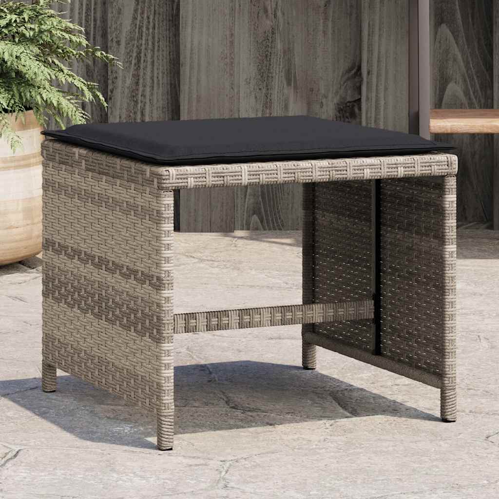 Gartenhocker mit Kissen 4 Stk. Schwarz 41x41x36 cm Poly Rattan