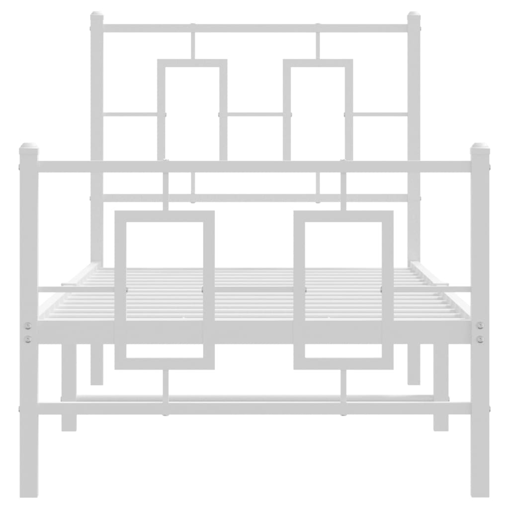 Bettgestell mit Kopf- und Fußteil Metall Weiß 180x200 cm