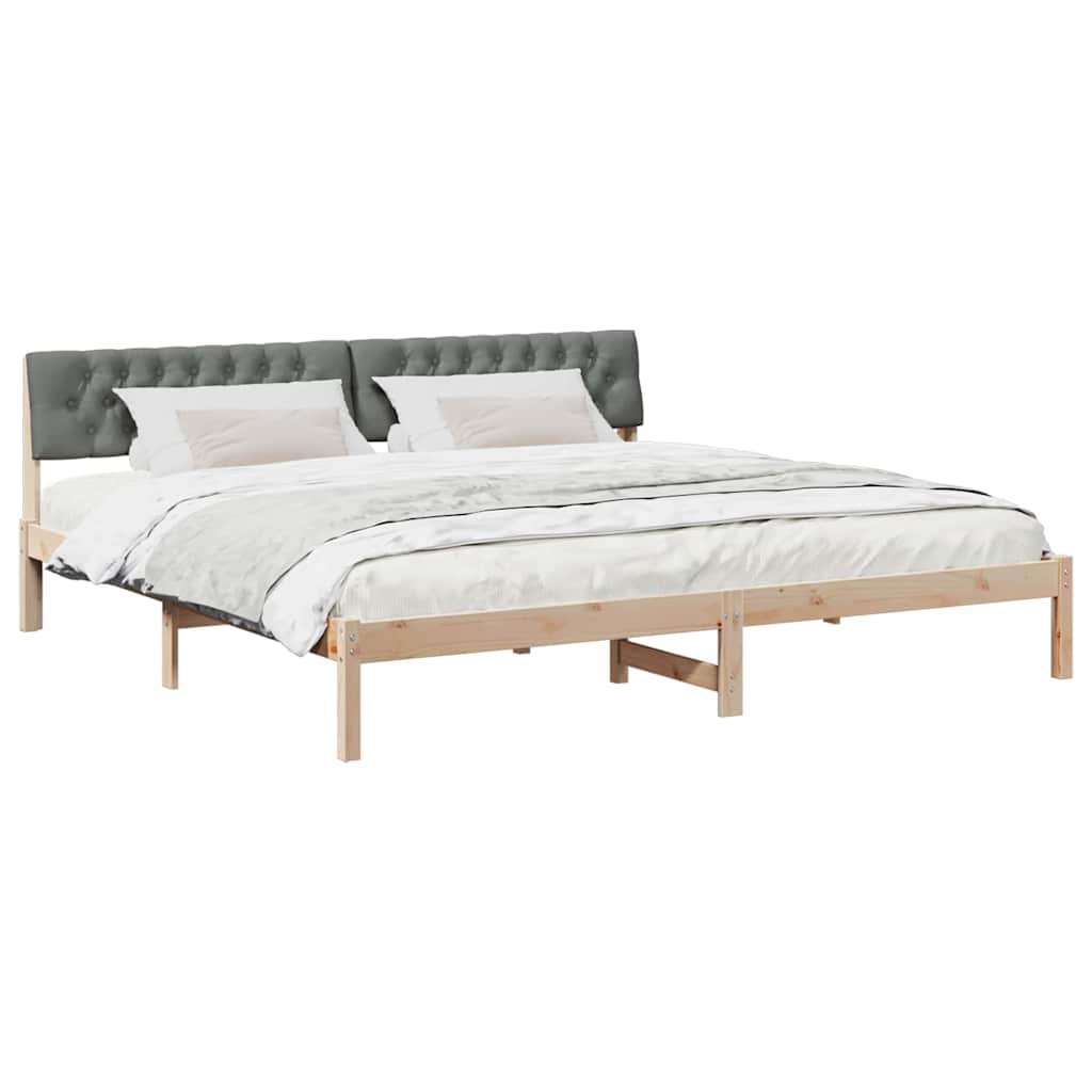 Bettgestell Braun und hellgrau 200 x 200 cm Massivholz Kiefer