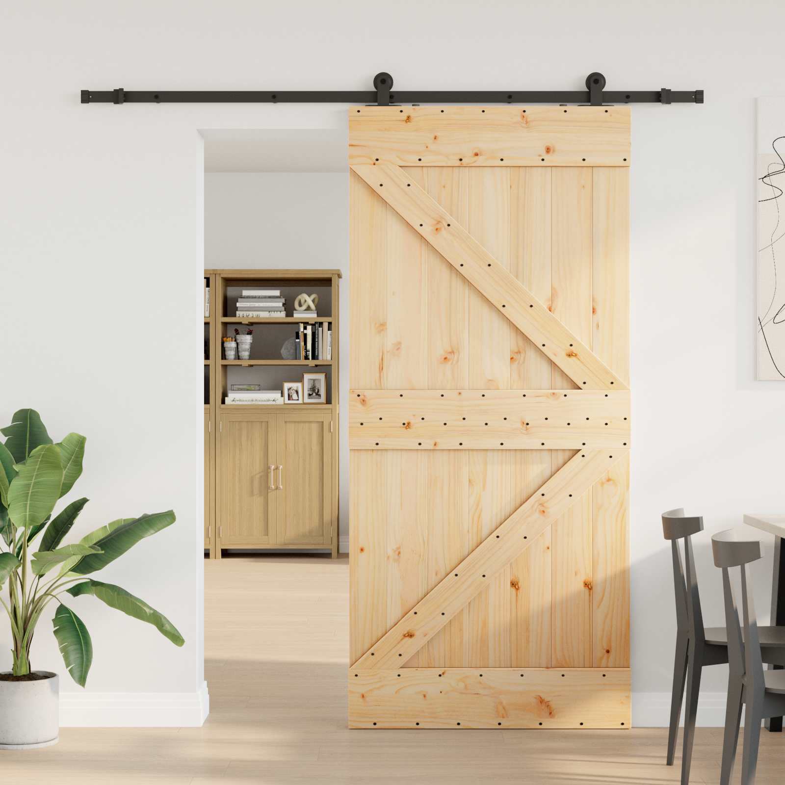Schiebetür NARVIK Natürlich und Schwarz 70 x 210 cm (213,5 cm)