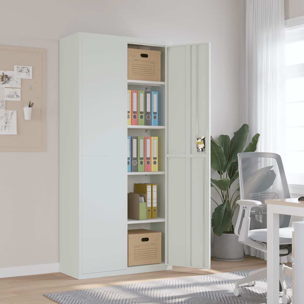 Aktenschrank mit 2 Türen Grau 90 cm Stahl