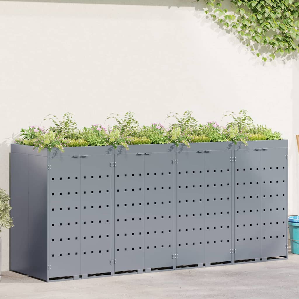 Mülltonnenbox für 2 Tonnen Schwarz 138x79x117 cm Stahl