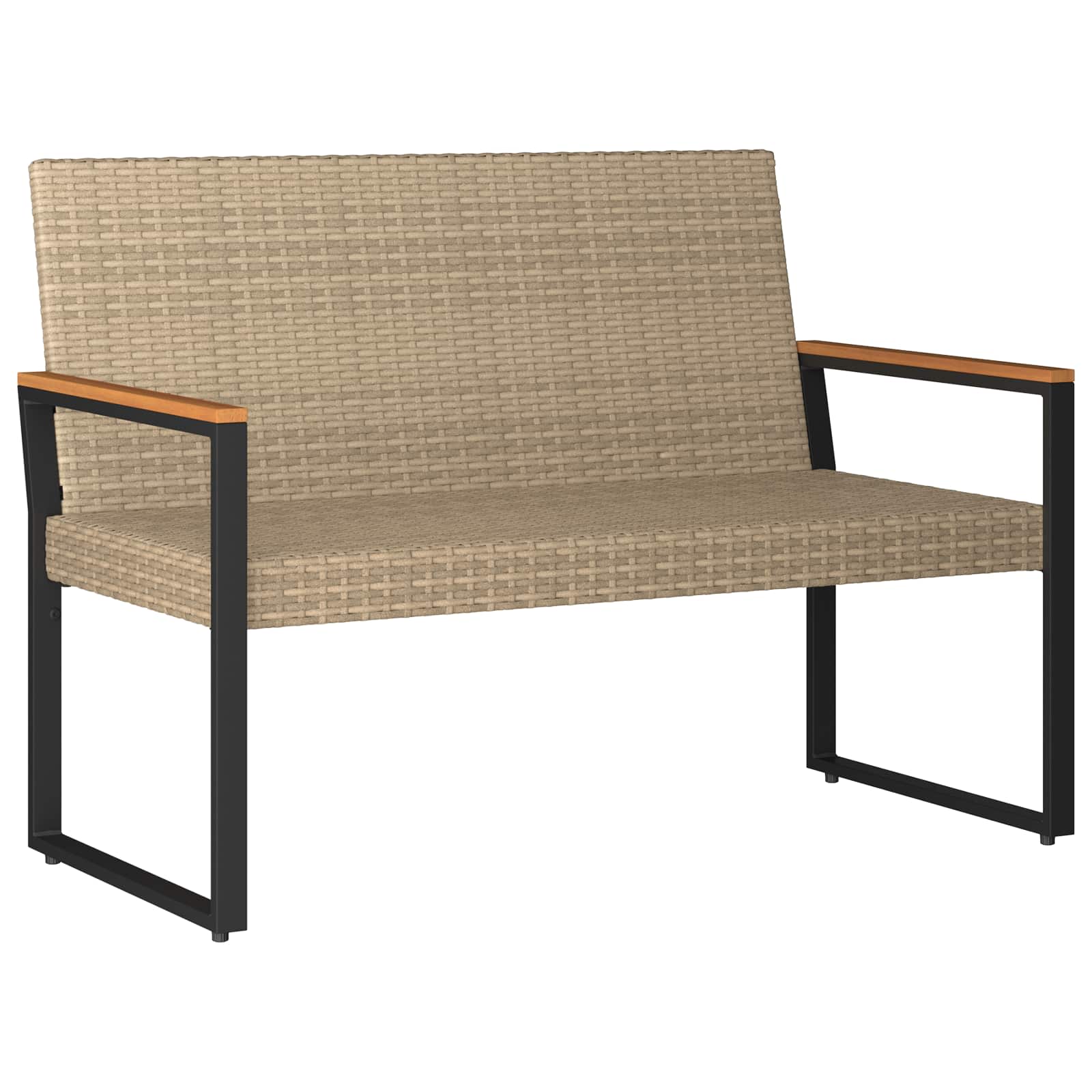 Bank Outdoor mit Kissen Schwarz 107 x 61 x 80 cm Poly-Rattan