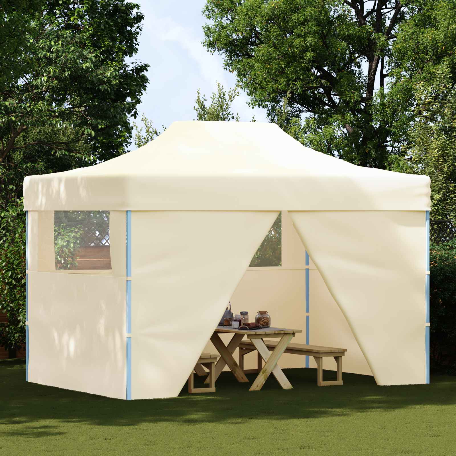 Partyzelt Faltbar Pop-Up Beige 410x279x315 cm
