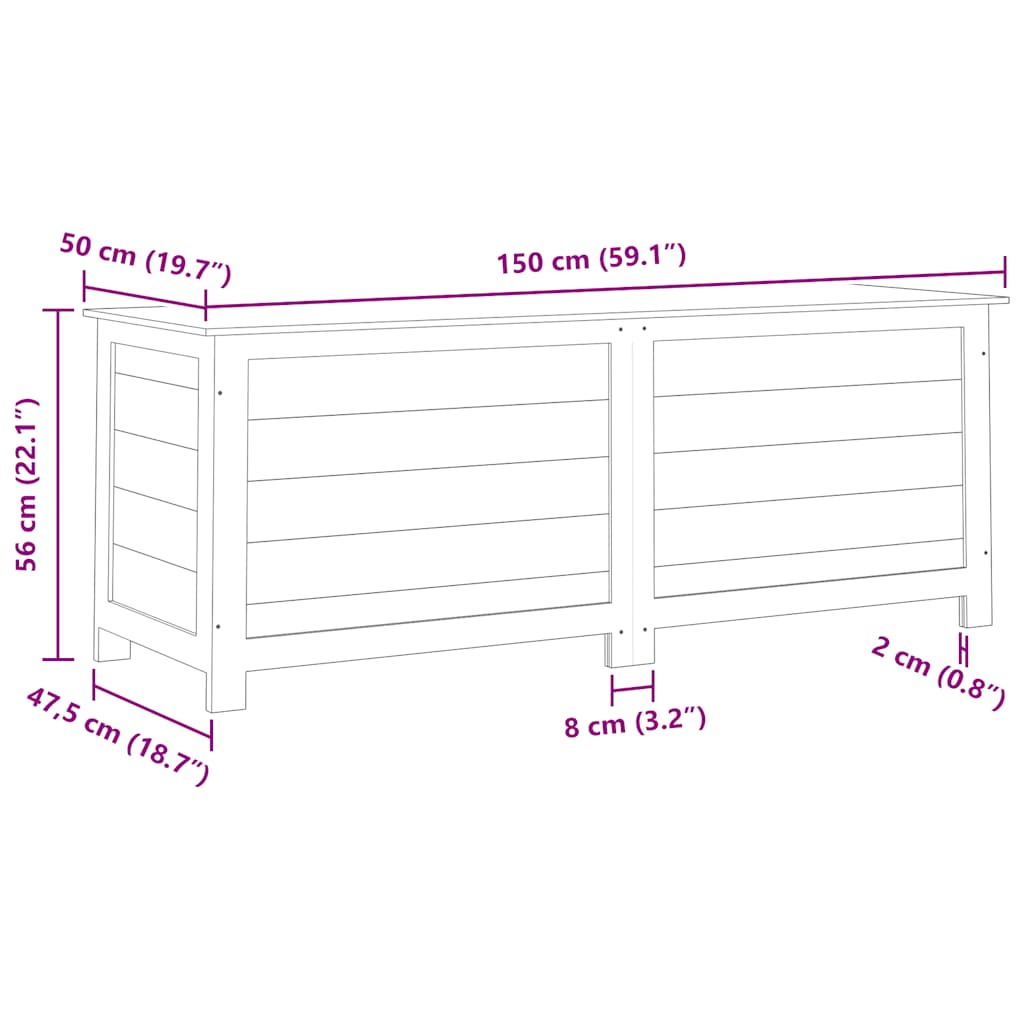 Outdoor-Kissenbox 50x50x56 cm Massivholz Tanne