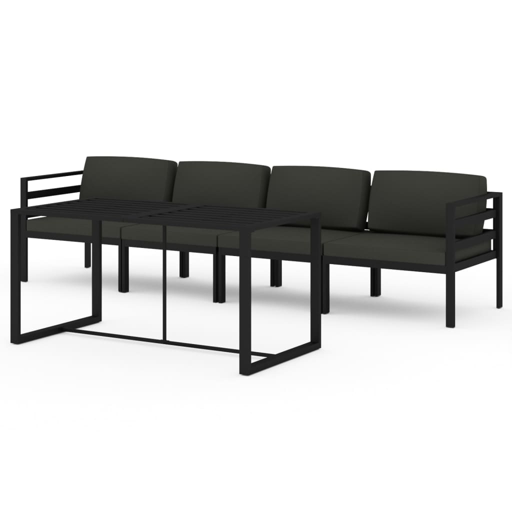 10-tlg. Garten-Lounge-Set mit Kissen Aluminium Anthrazit