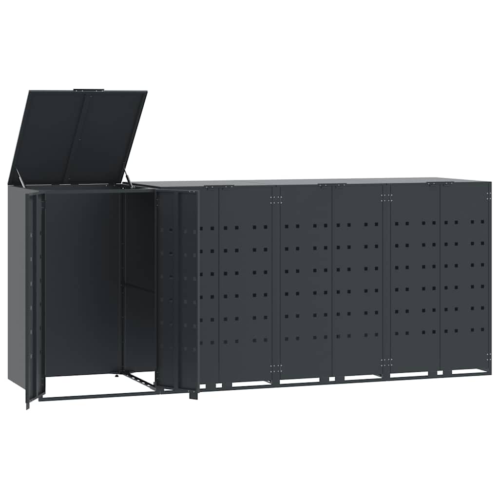 Mülltonnenbox für 2 Tonnen Schwarz 138x79x117 cm Stahl