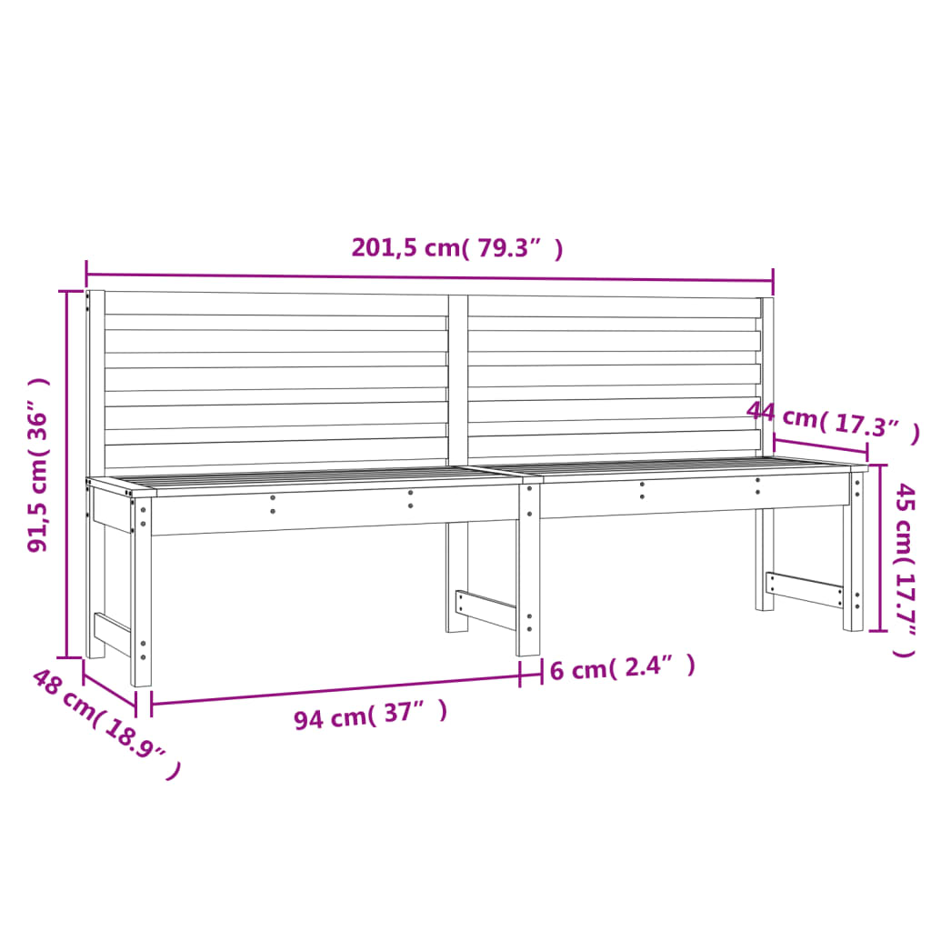 Gartenbank 109 cm Massivholz Kiefer