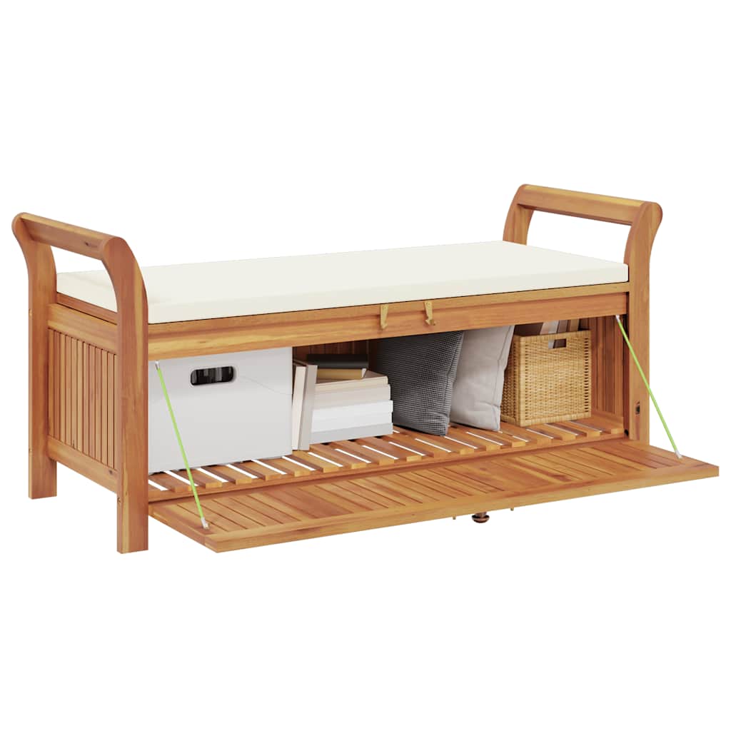 Garten-Truhenbank mit Kissen 91 cm Massivholz Akazie