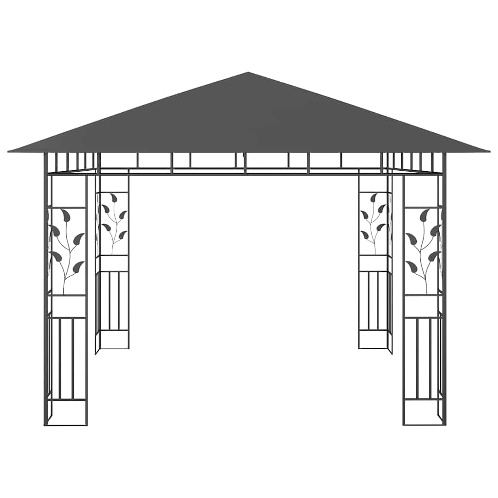 Pavillon mit Moskitonetz & LED-Lichterkette 3x3x2,73m Cremeweiß