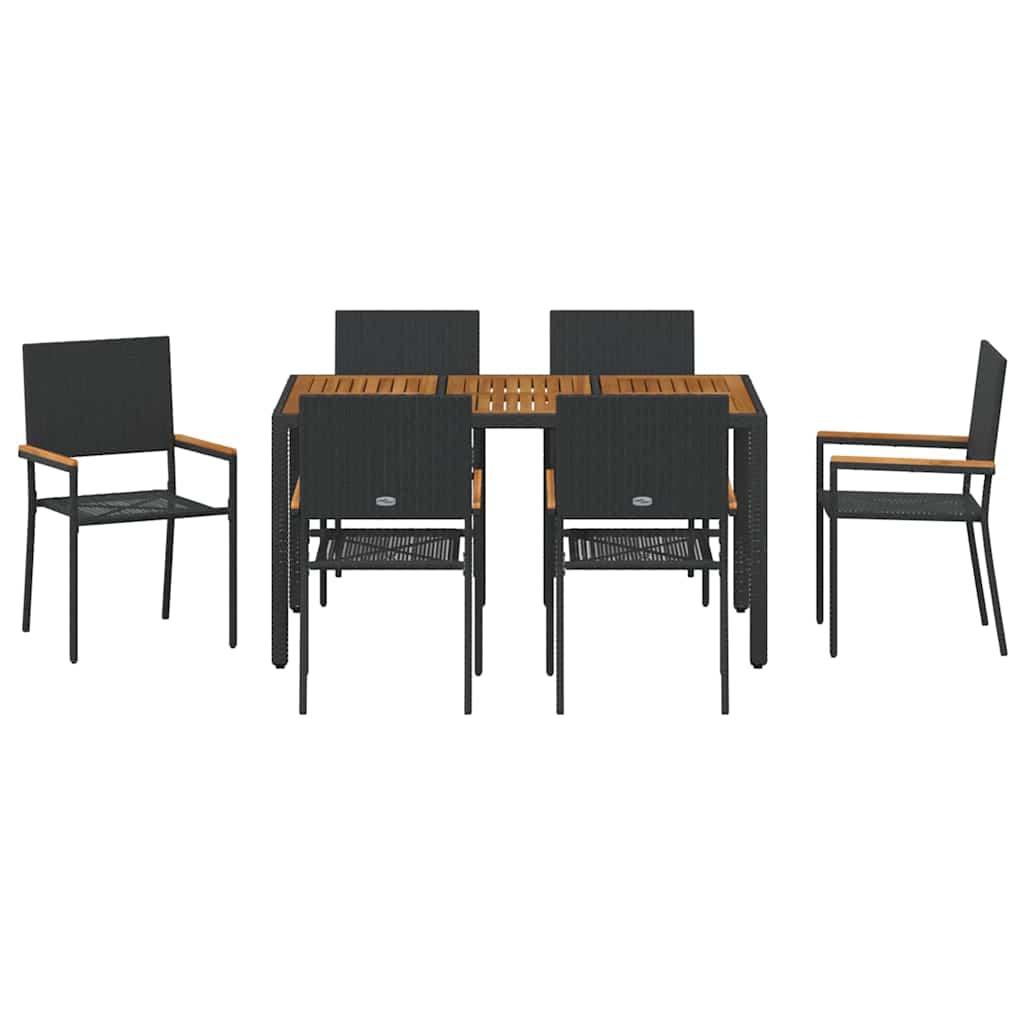 Garten Essgruppe 3 pcs Schwarz Poly-Rattan
