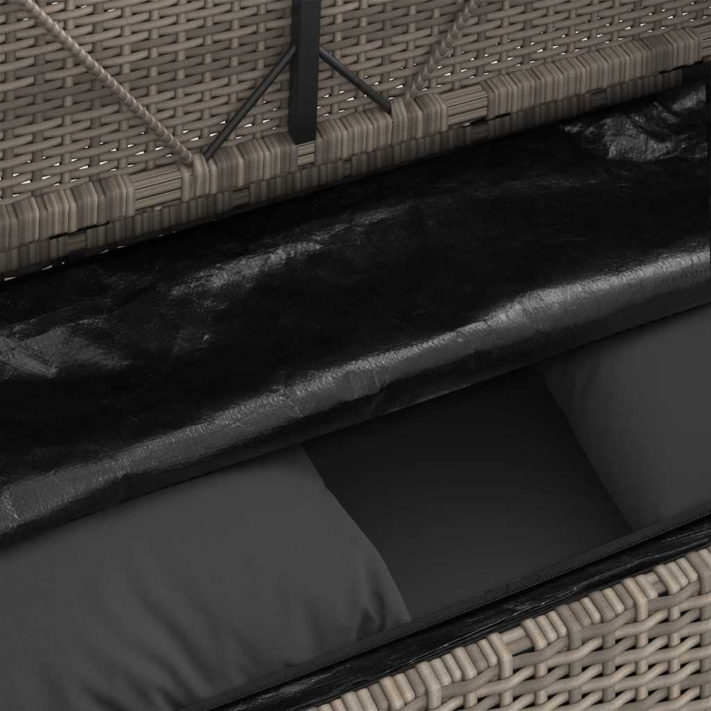 Gartenbank mit Kissen Schwarz Poly Rattan