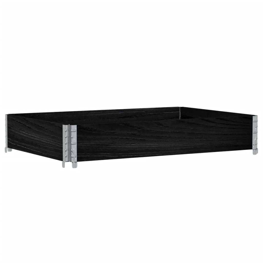 Paletten-Aufsatzrahmen Schwarz 80x60 cm Massivholz Kiefer